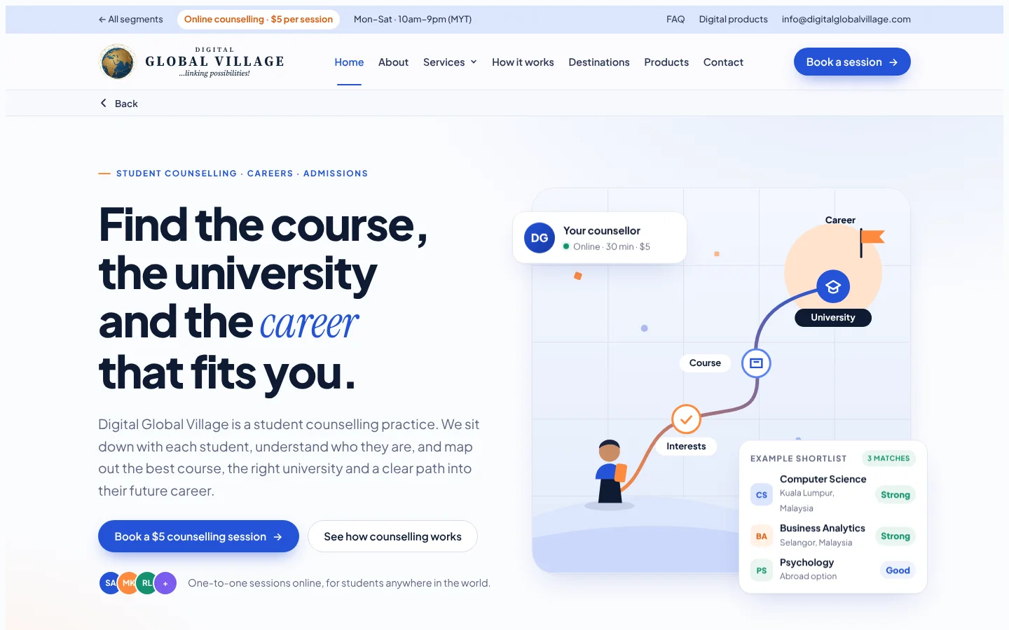 DGV student counselling home page
